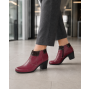Botine dama grena din piele naturala cu toc gros si fermoar MV4GRN